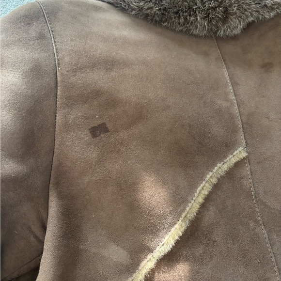 Women's Shearling Fur and Arctic Fox Coat Beige Knee Length Size S/M - Picture 14 of 14